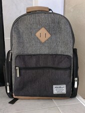 Eddie Bauer First Adventure Backpack Unisex Diaper Bag-Gray/Black-Insulated
