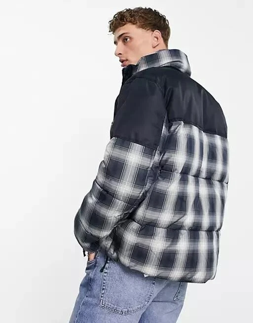 Armani Exchange A|X Men's Relaxed Fit Check Padded Bomber Puffer Jacket - Image 2 of 4