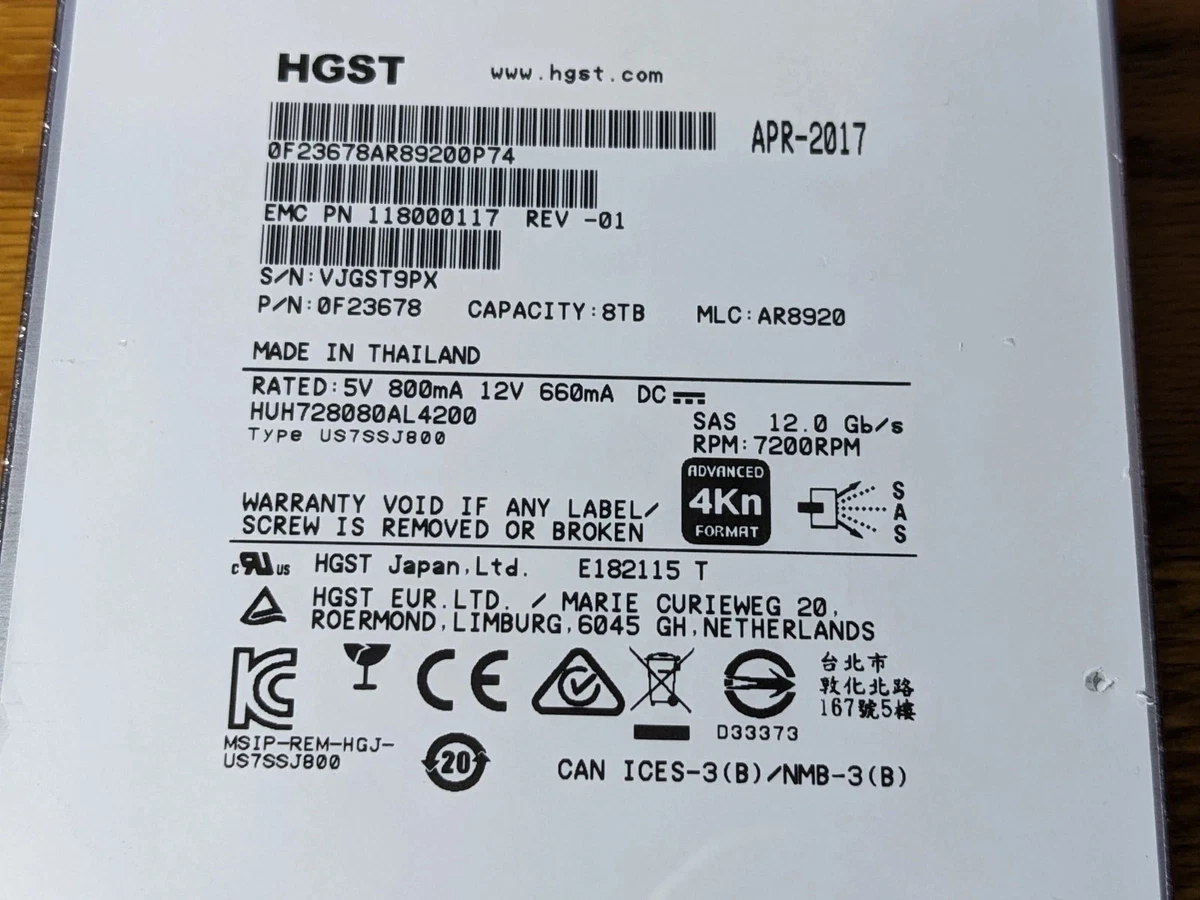 HGST 8tb 电脑内置硬盘驱动器| eBay