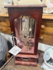 Vintage Wooden Jewelry Box Armoire Cabinet Rotating Necklace Carousel Glass Door — photo 3