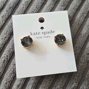 Authentic kate spade york Gray Crystal Stud Earrings Yellow Gold Plated Butterfly