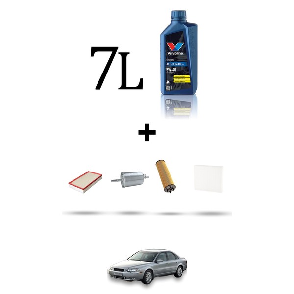 Hoffcar Servicekit 4 Filter Und 7L ÖL FüR Volvo S80 2.4 20V 103KW Von 1998 Bis-image