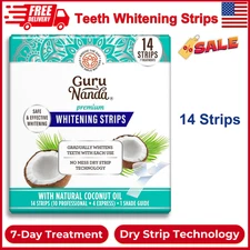 GuruNanda Teeth Whitening Strips With Coconut Oil-14 Enamel Safe Strips Non-Slip