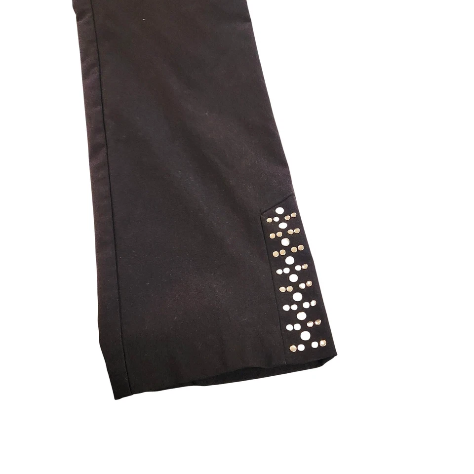 Pantalones Tribales Negros Pierna Recta Plateados Detalle de Tachuelas Talla 8 Hip Hop Punk Rock Retr Foto 3 de 4