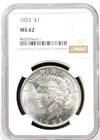 1923 PEACE DOLLAR NGC MS 62 GREAT FEATURES LOOKS BETTER