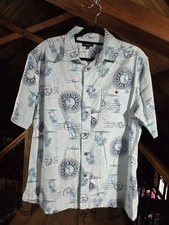 Croft & Barrow Shirt Mens Large Hawaiian Cayman Island Tiki Tropical Button Up