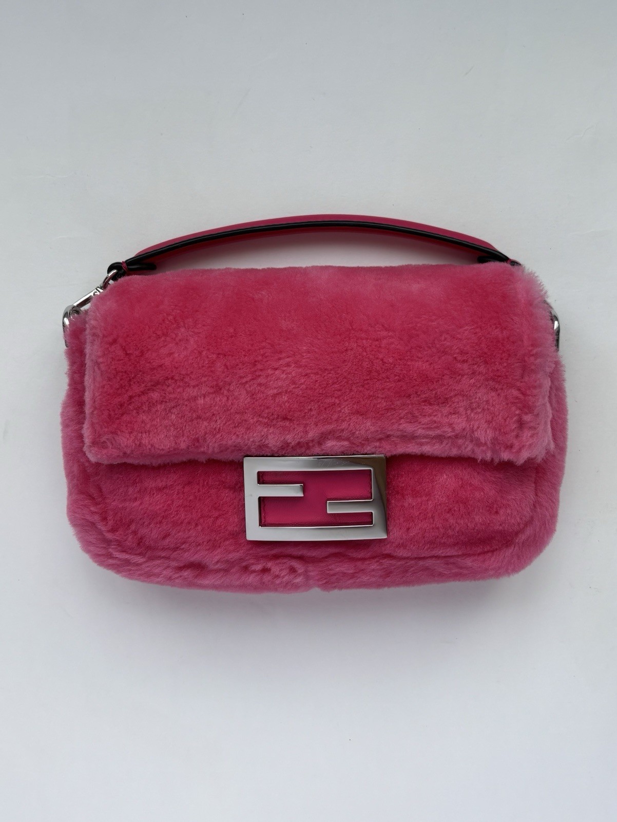 Fendi Baguette Crossbody Mini Pink Shearling