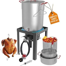 GasOne 30Qt Turkey Fryer & 10Qt Fish Fryer Kit, Seafood Boil Steamer