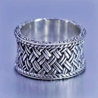 Size 8, vintage Sterling 925 silver handmade ring, woven braided cable band