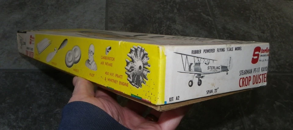 Vtg 1963 Sterling Stearman PT-17 Kaydet Crop Duster Balsa Wood Model Kit - Image 3 of 4