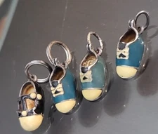 Sterling Silver 1 MARY JANE & 3 BABY SHOE CHARMS for Bracelet PENDANTS ENAMEL