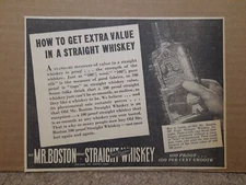 1936 Old Mr Boston Straight Bourbon Whiskey Newspaper Ad