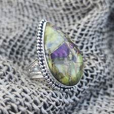 Rare Copper Atlantisite 925 Sterling Silver New Year Ring Jewelry SE-562