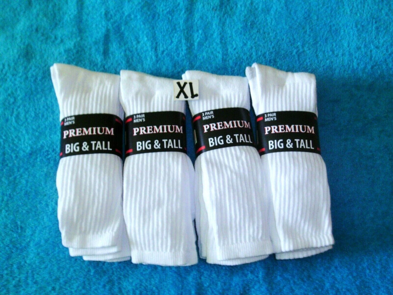 X Large Cotton Blend Crew Length Socks 12 PR Premium Knit USA Fit Shoes 12-15