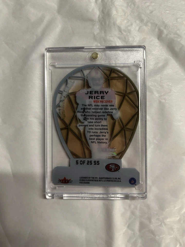 Jerry Rice 2000 Fleer Focus 5 de 25 SS Die-Cut Touchdown Edition 49ers Salón de la fama Foto 2 de 2
