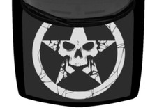 Military Army Star Skull Grunge Truck Hood Wrap Vinyl Car Graphic Decal USA Gray