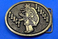 Fancy Dancer - Native American - Two Feathers 1986 Art Collectables Belt Buckle