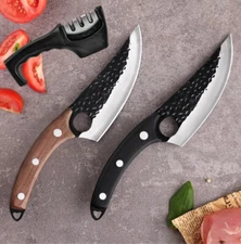 Japanese Kitchen Knife Sharpener Set Forged Butcher Viking Boning Knife Cleaver