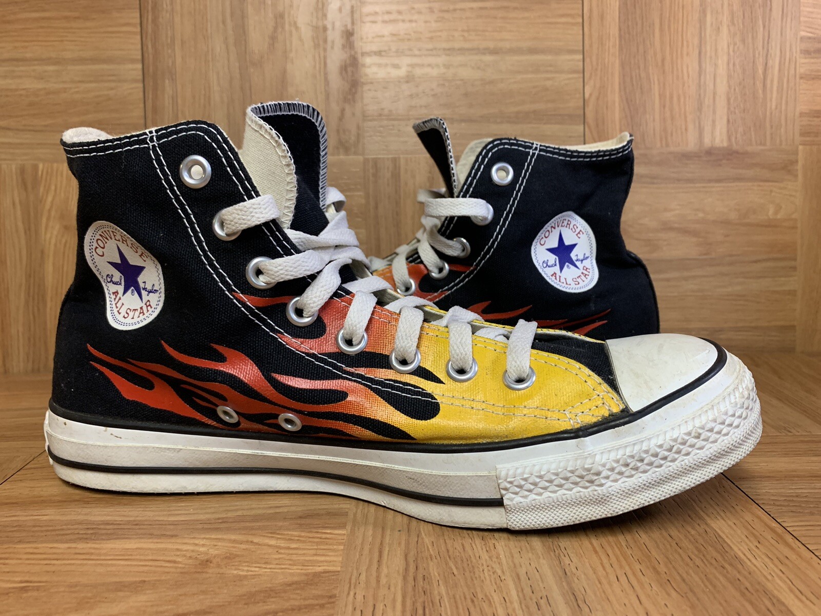 flame high top converse