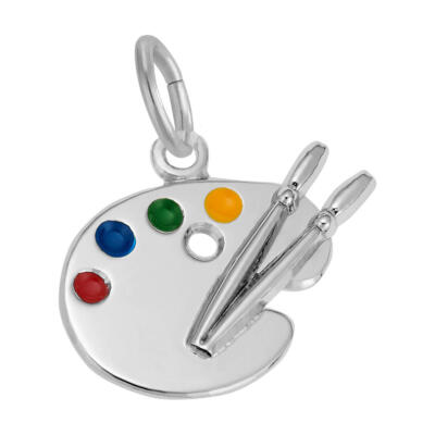 10K oder 14K Gold kleine Künstler Palette Charm mit mehrfarbiger Emaille von Rembrandt