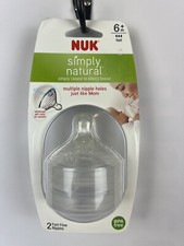 1 NUK Simply Natural Fast Flow Nipples 2 Count BPA Free 6m 6 months SEALED