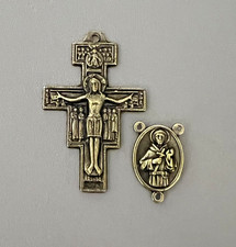 Rosary CENTER & CRUCIFIX Italy SAN DAMIANO St. Saint Francis Centerpiece BRONZE