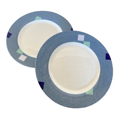 Studio Nova Salad Plate Color Chip Blue Porcelain Geometric Pattern LM215 2Pc