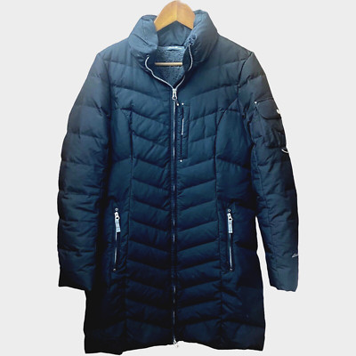 Eddie Bauer Sun Valley Down Parka Womens Medium Black Puffer Coat No Hood GUC