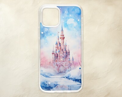 Rosa Prinzessin Schloss Winter Aquarell Handy Hülle iPhone Samsung Motorola Pixel