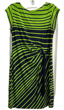 Taylor Sheath with Side Tie Dress Size 12 Green Black Cap Sleeves 131