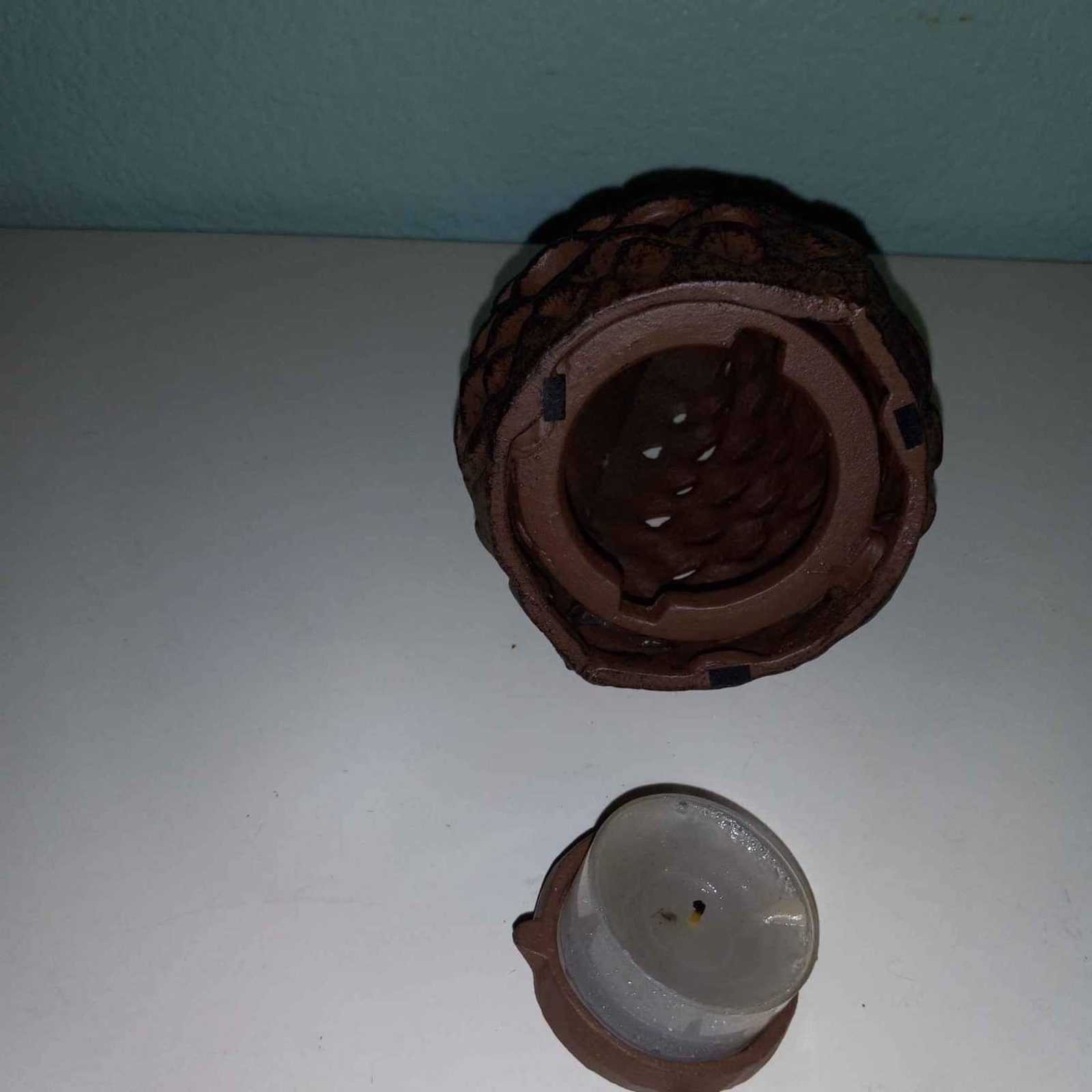 Cast Iron  Pinecone Candle Holder