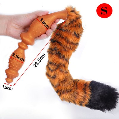 Prostate-Massager Butt Plug Sex Toy Tail Anal Bead Plug Long Dildo W/Fox  Tiger | eBay