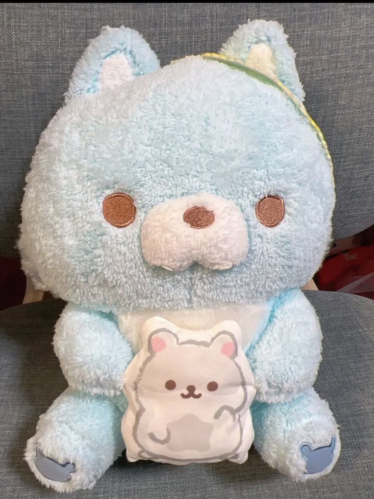San-X Rilakkuma Chairoikoguma's Friend Blue Wolf Sitting Plush