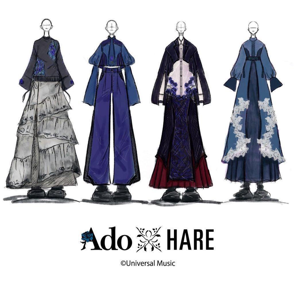 Ado HARE Collaboration Lace Long Dress Free Size Color Black