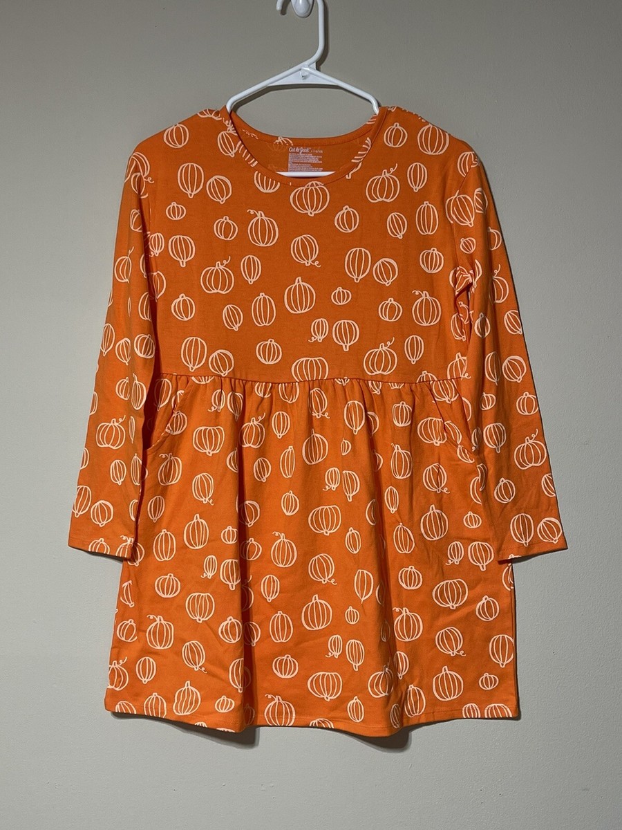 knee length dresses for ladies Happy Harvest Chambray Bodice Pumpkin Dress – Mia Belle Girls