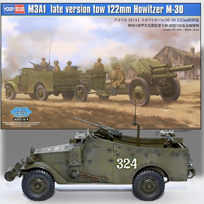 TRUMPETER 82452 1/35 M3A1 WHITE SCOUT CAR TOW 122MM HOWITZER M-30 KIT