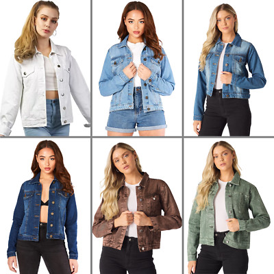 Damen Denimjacke Sommer Mode Top Damen Baumwolle klassische Jeans Mantel UK
