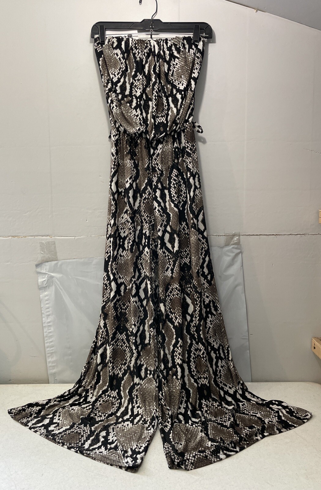 Sandiva Brown Scale Pattern Strapless Jumpsuit wo… - image 1