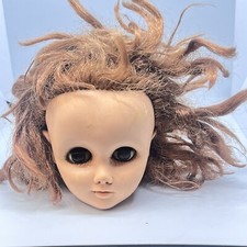 Vintage 60 s Rubber 21 HH Baby Doll Head Only Brown Sleepy Eyes Brown Hair