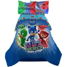 PJ Masks "It's Hero Time" Kids Reversible Twin Bed Set-W1548647023