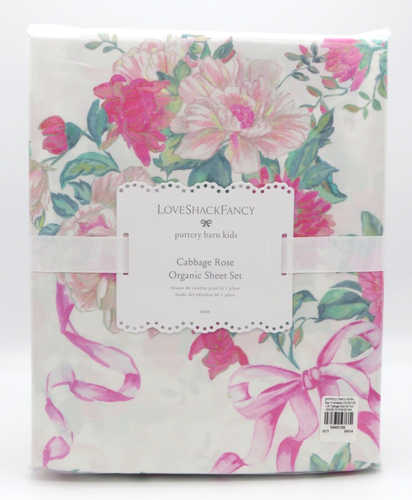 Pottery Barn Kids LoveShackFancy Cabbage Rose Bow Floral Twin Sheet Set