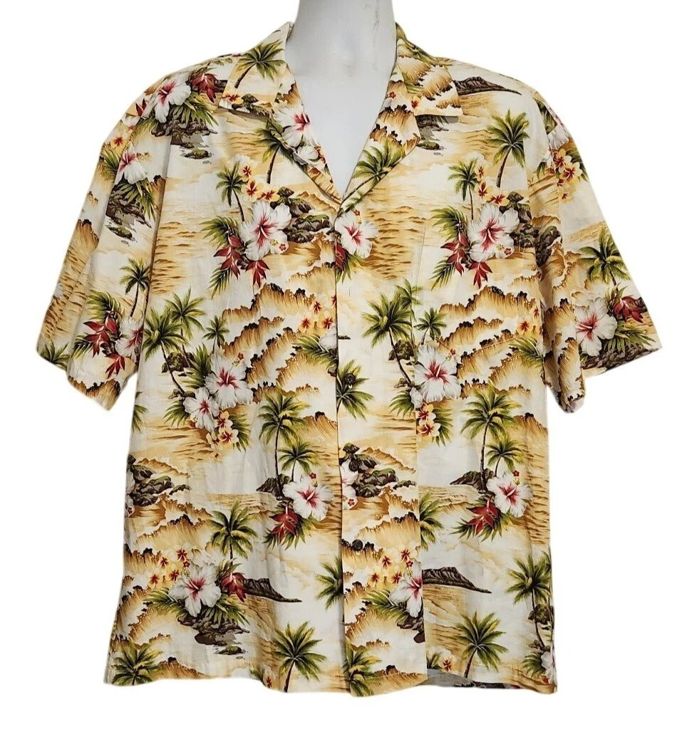 Pacific Legend Hawaiian Shirt 2XL Short Sleeve coconut buttons