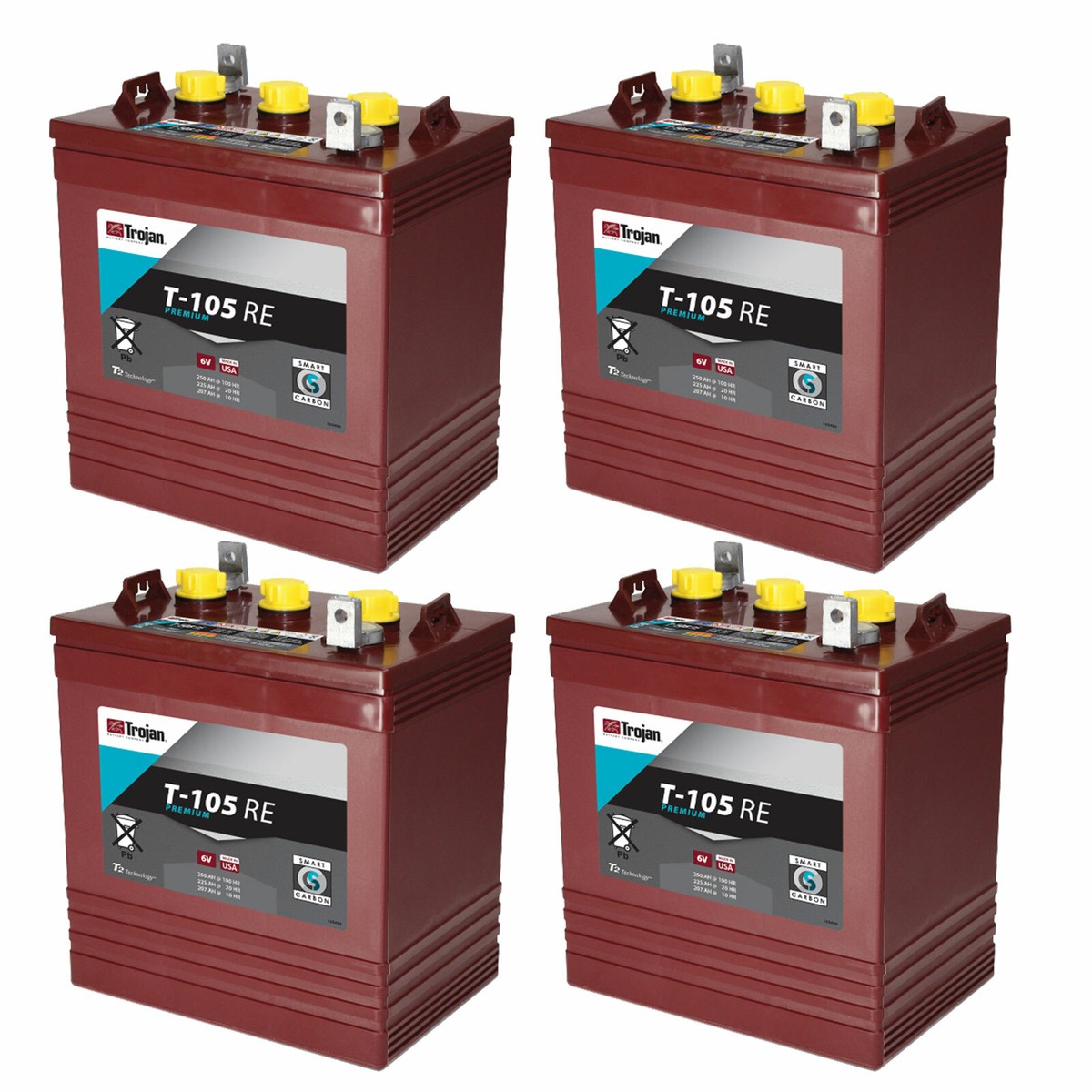 4x Trojan Deep Cycle Battery T105-RE_4 Renewable Energy 6V GC2