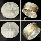 Münzring aus einer 10 DM "50 Jahre Deutsche Mark 1998" Silber 925 teilvergoldet