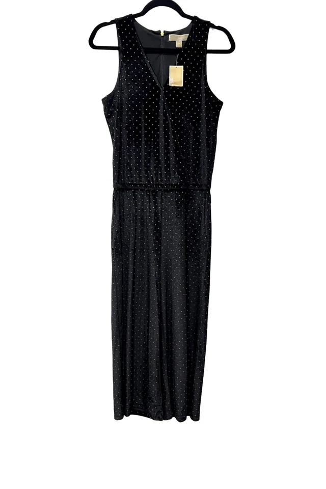 MICHAEL Michael Kors Velvet Jumpsuit Black & Gold polka dots NWT w/Defect - Image 2 of 4