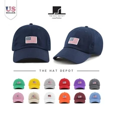 Cotton Baseball Cap - USA/ Flag Embroidered Washed Cotton Low Profile Hat