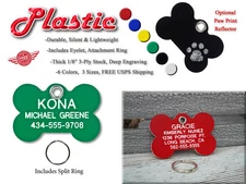 Plastic Bone Shape Pet ID Tags Custom Engraved Durable Dog Name Identification