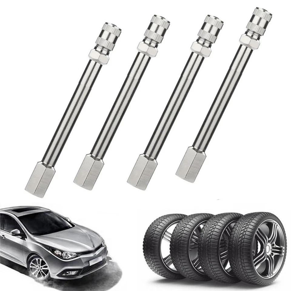 Válvula de extensión de válvula de rueda de neumático de coche 4 piezas accesorios de vástago de metal 100 mm Foto 2 de 4