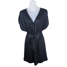 Y2K Juicy Couture Dress S Black Tie Waist Casual Plunge Mini Short Cocktail VTG 