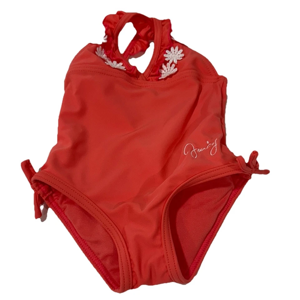 Baby Juicy Couture Girls Swim Suit Swimwear Size 3-6 Months Ruffles Orange - Image 2 of 4